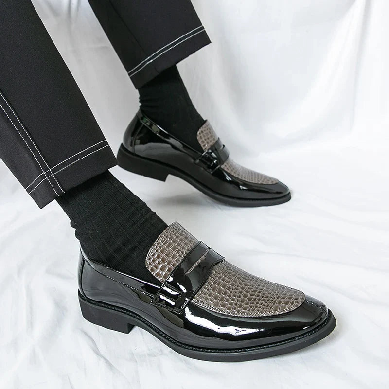 Loafers Shoes Men Color Blocked Business Casual Fashion Round Head Formal Wedding Shoes