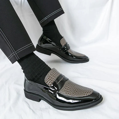 Loafers Shoes Men Color Blocked Business Casual Fashion Round Head Formal Wedding Shoes