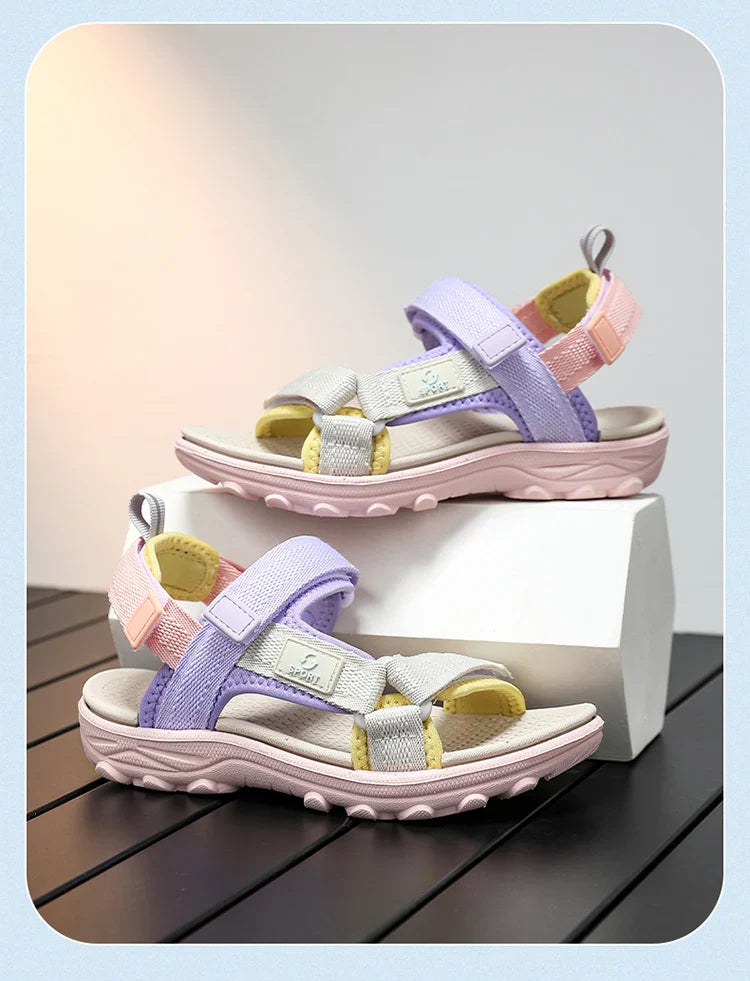 Kids Summer Sport Sandals Soft Sole Non-Slip Flat Beach Water Shoes Breathable Outdoor Walking Sandals for Boys&Girls