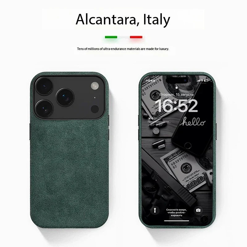 Real Italy Alcantara Magsafe Case for iPhone 17 Pro Max Air Premium Magnetic Cover Leather Cases for iPhone 16 17 Pro Max