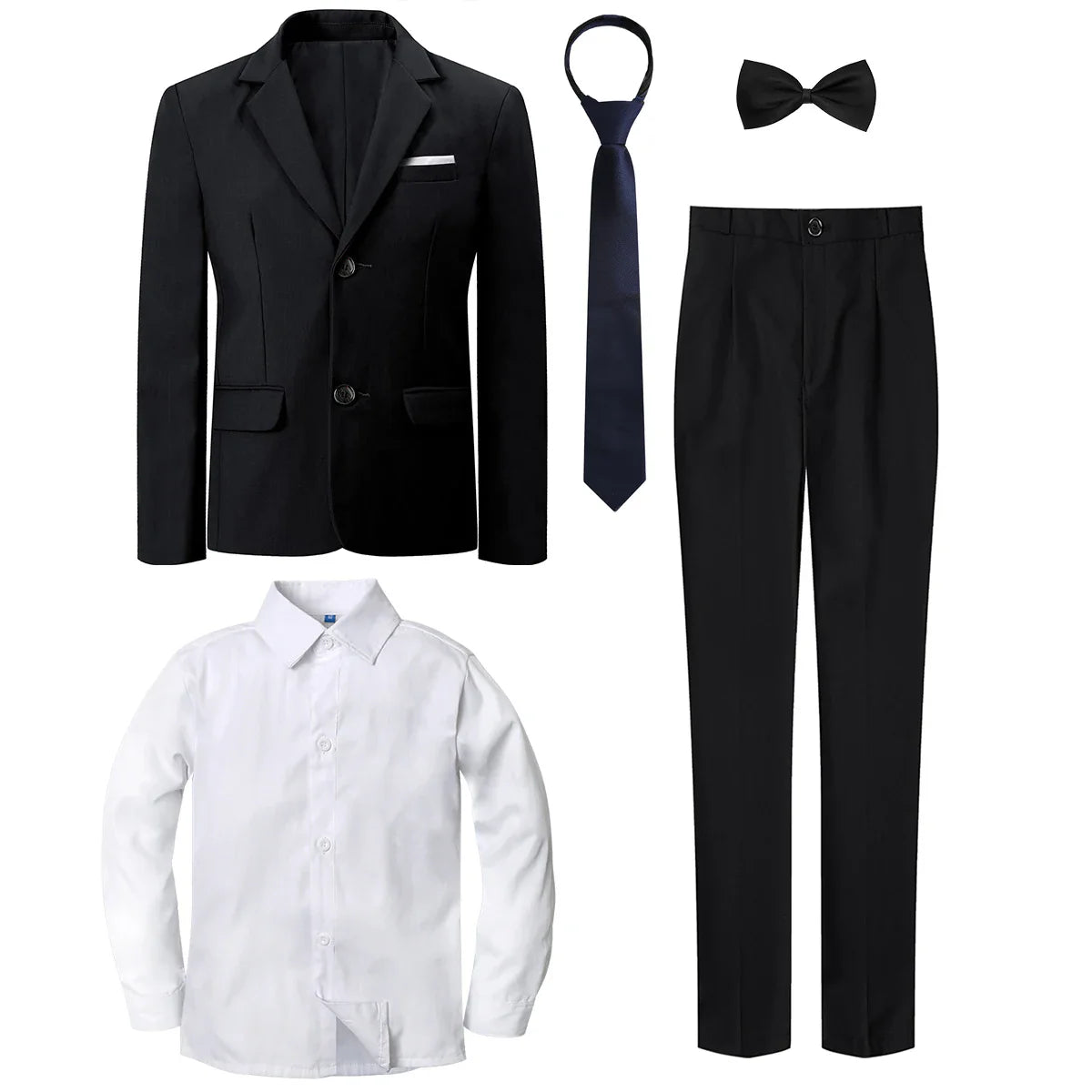 Boys Suit Kids Wedding Tuxedo Easter Birthday Party Gift Formal Perform Outfit Set Pants + Blazer + Dress Shirt + Necktie 4PCS