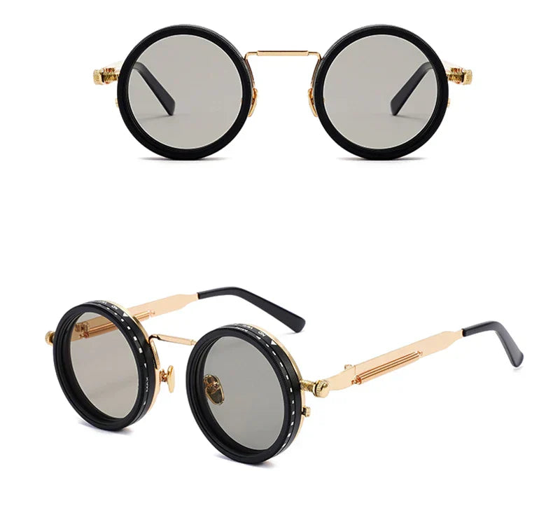 Metal Round Punk ND9-level Adjustable Dimming Sunglasses Women Polarized UV400 Fashion Men Outdoor Sun Glasses