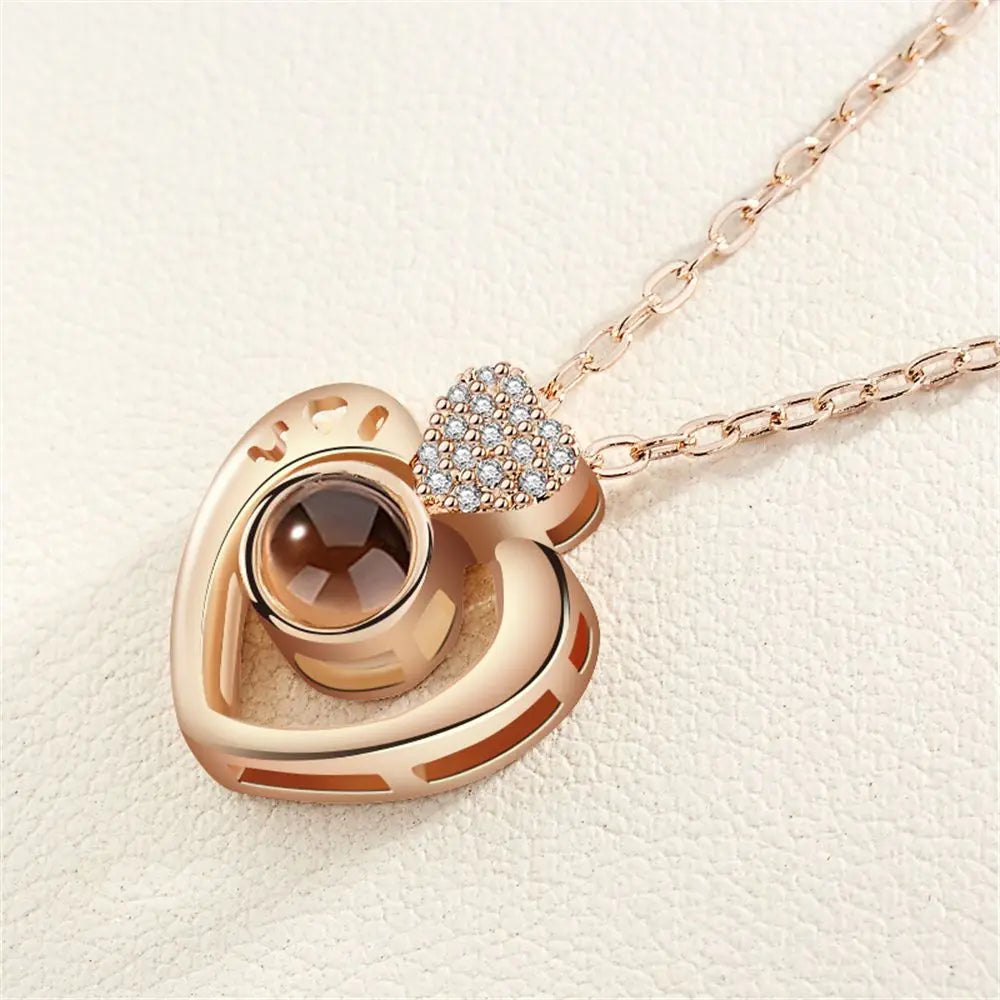 Letter Projection Necklace 100 Languages I Love You Pendant Necklace Women Jewelry Collier Femme Bijoux Best Friends Gifts