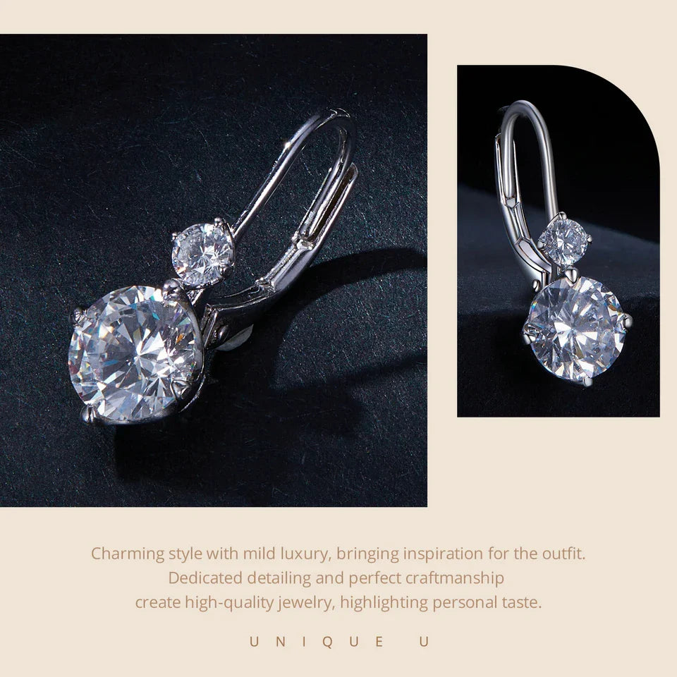 2 CTTW Moissanite Ear Buckles 925 Sterling Silver Hoop Earrings for Women Fine Jewelry Gift