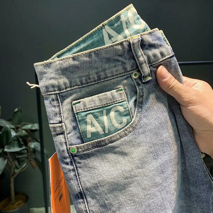 High-end 2023 Harajuku Designer Clothes Denim New Trousers Kpop Stretch Trendy Korean-style with Our Luxury Men's Casual Jeans
