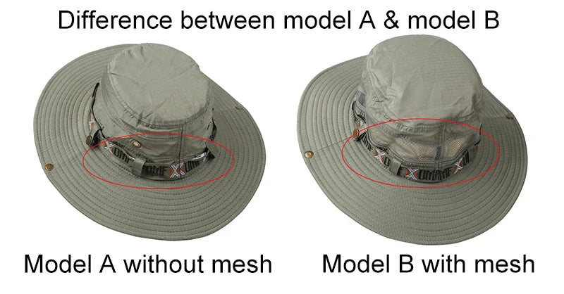 Men Bucket Hat Outdoor UV Protection Wide Brim Panama Safari Hunting Hiking Hat