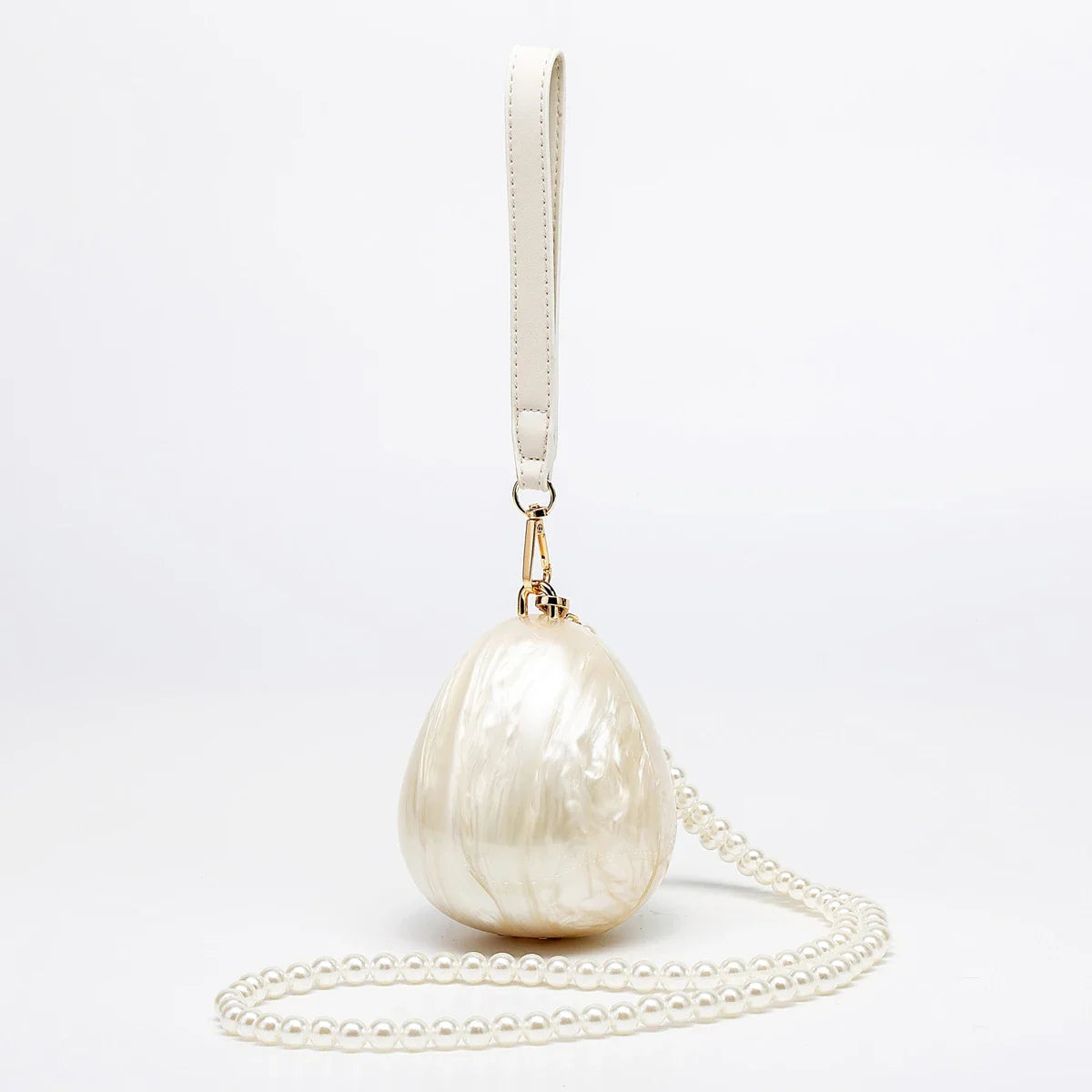 Women's Acrylic Premium Mini Egg Bag Luxury Fashion Pearl Dinner Clutch Bag Cute Phone Mouth Red Envelope for Wedding Party