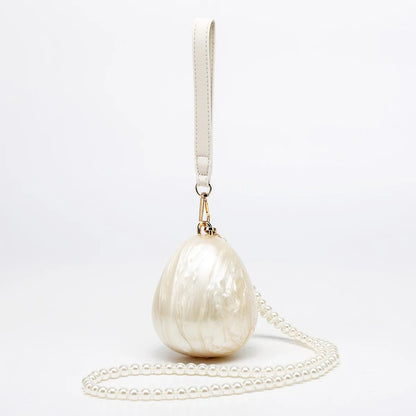 Women's Acrylic Premium Mini Egg Bag Luxury Fashion Pearl Dinner Clutch Bag Cute Phone Mouth Red Envelope for Wedding Party