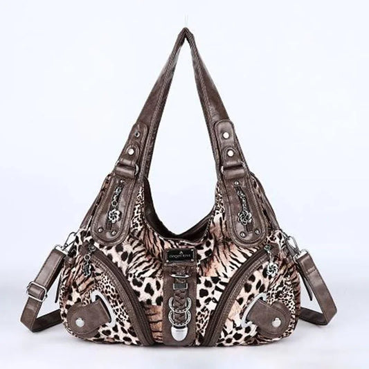 Women Handbags Leopard Bag Top-handle Handbag Fashion Satchel Dumpling Pack Shoulder Bag Tote Bag Hobos Large Purse