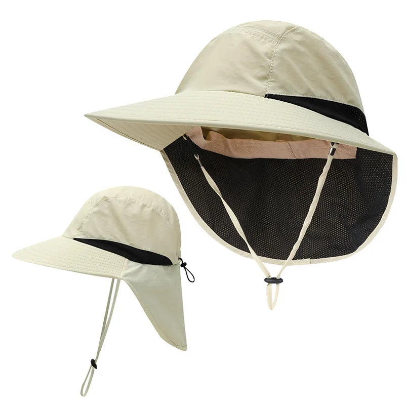 Outdoor Sun Hat for Women Youth Girls 50+ UPF Protection Safari Cap Wide Brim Fishing Hat with Neck Flap BeacH