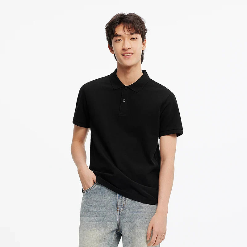 Polo Shirt Men Moisture Wicking Solid Color Short Sleeve T-Shirt 2025 Summer New Slim Fit Top for Active Wear