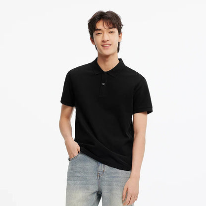 Polo Shirt Men Moisture Wicking Solid Color Short Sleeve T-Shirt 2025 Summer New Slim Fit Top for Active Wear