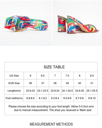 Women's Thick Heel Sandals 2024 Brand New Square Open Toe Sliding Toe Sandals
