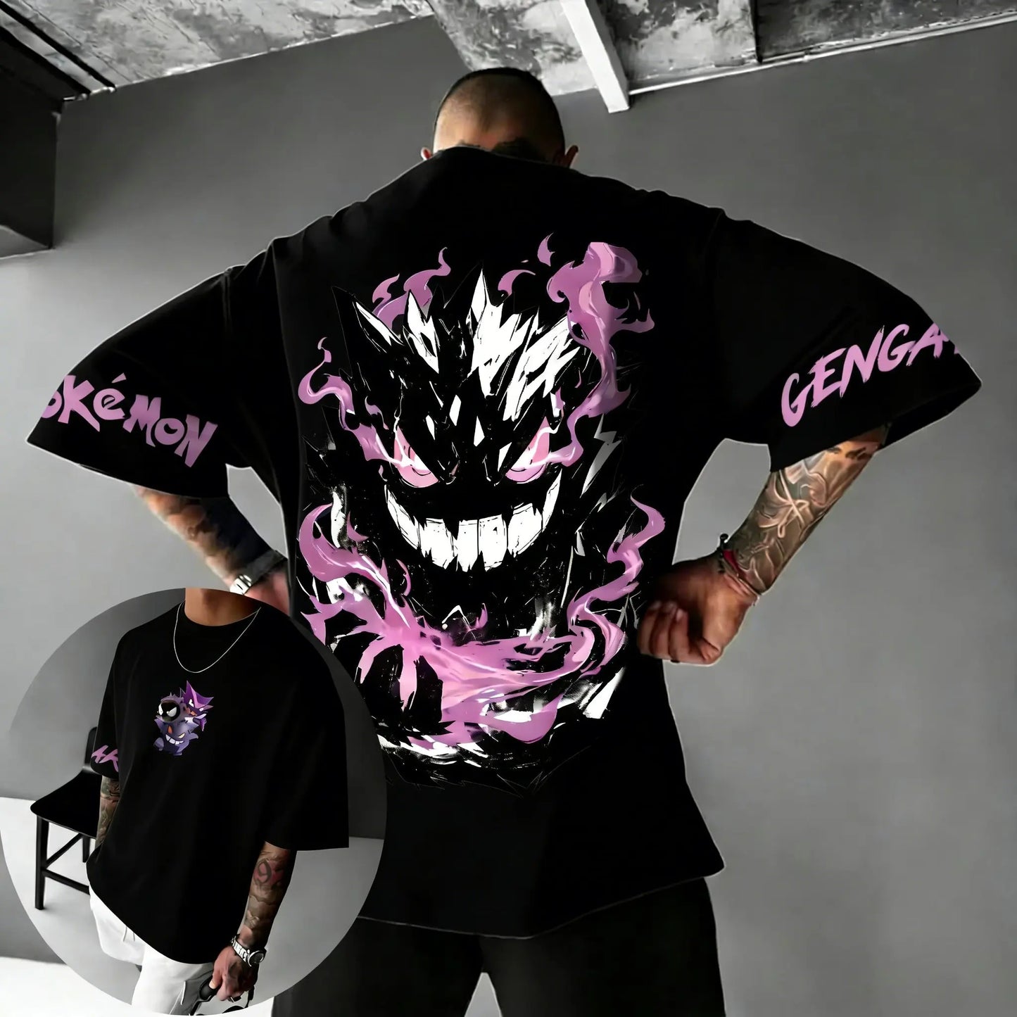 Anime Gengar Graphic T-shirt Man Women Summer Unisex Streetwear Hip-hop Loose Casual Short Sleeved Tee Tops