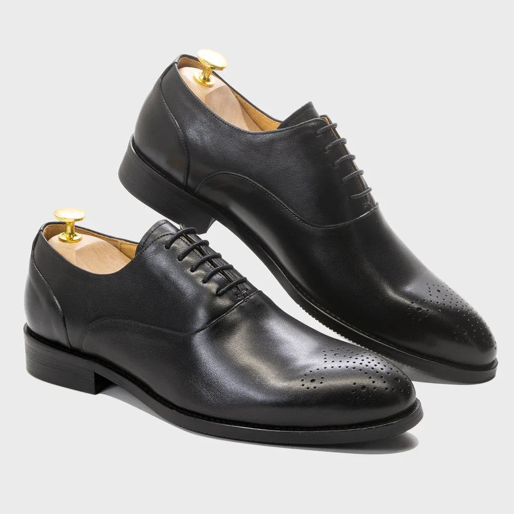 Men's Classic Italian Style Genuine Leather Oxfords Dress Shoes Lace-Up Black/Brown Business Office Wedding Formal Footwear