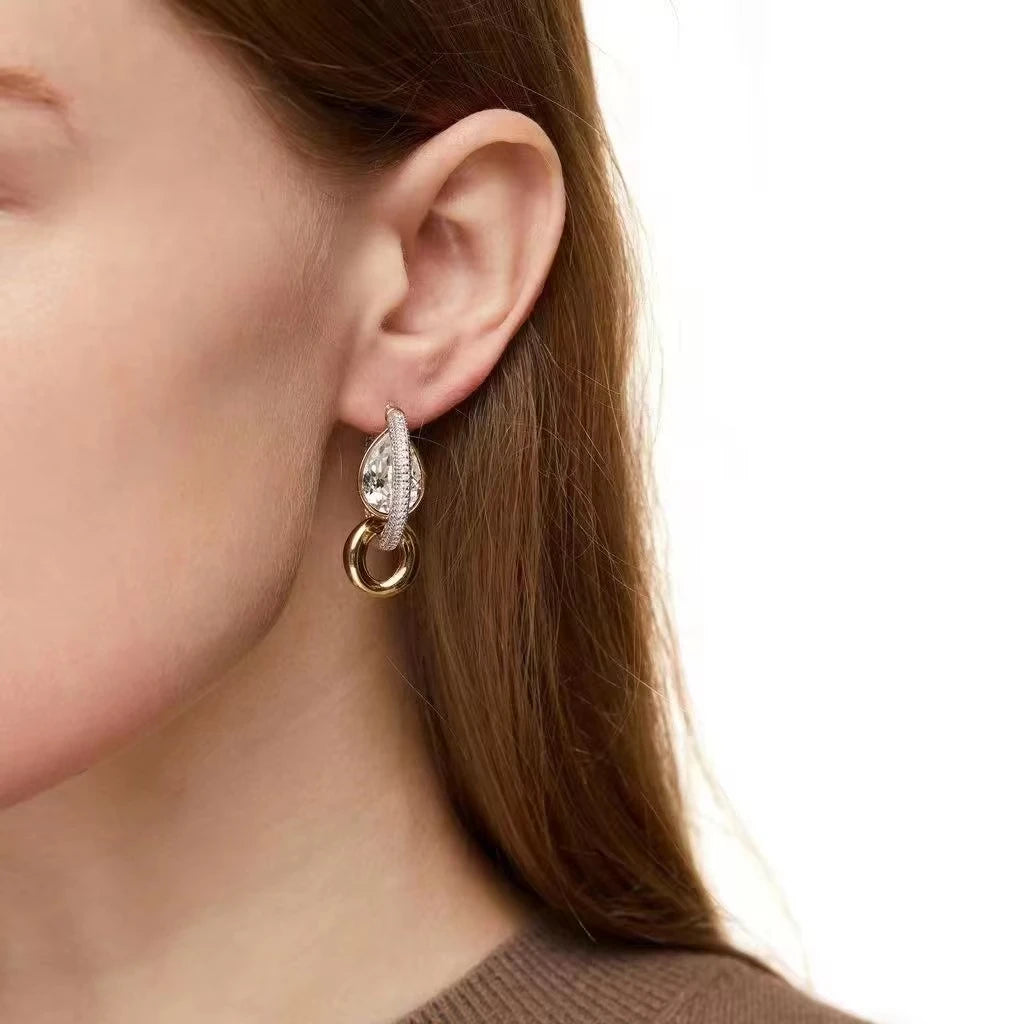 Gold Silver Diamond Crystal Knotted Designer Luxury Earrings Woman Europe Fashion Jewelry Holiday Gifts