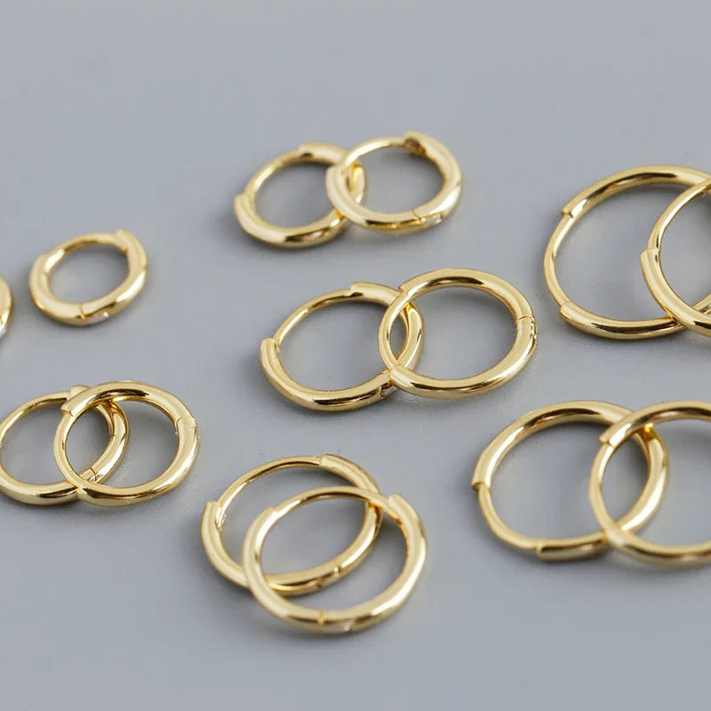 925 Sterling Silver Minimalist Glossy Circle Hoop Earrings for Women Fashion Simple Ear Bone Piercing Jewelry Accessories