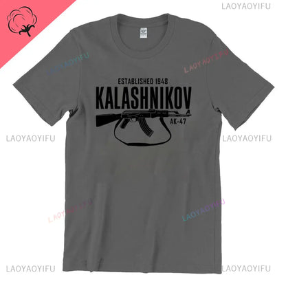 Vintage Classic Man Ak 47 TShirt Casual Fashion Military Fan Printed Cotton Shirt Summer O-neck Breathable Short-sleev Camisetas
