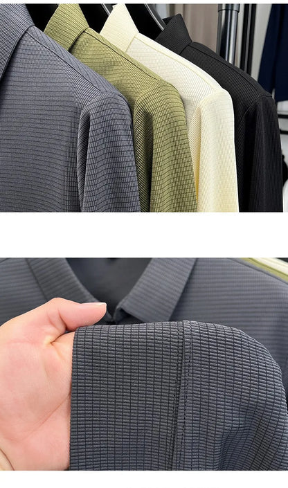 Light luxury half zipper men long sleeve polo shirt high-quality unique checkered printed Korean style trend new casual T-shirt