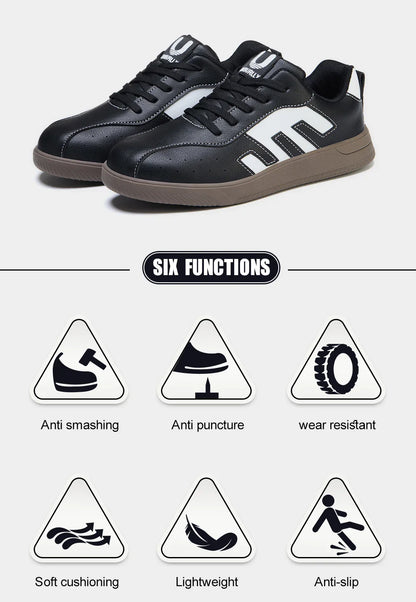 Ladies Safety Shoes Steel Toe Anti- Crush Lightweight Kevlar Work Shoes Fashionable Black And White Casual Protection Footwear