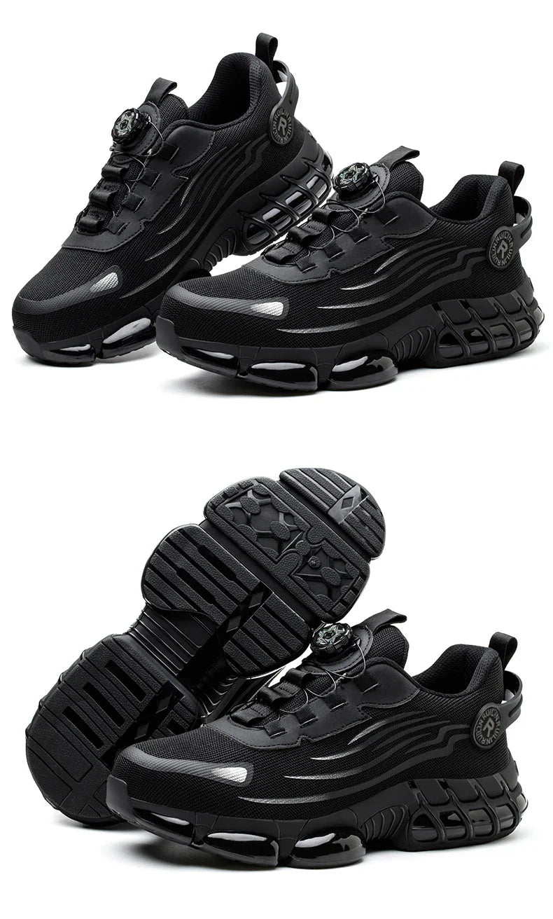Indestructible Steel Toe Work Shoes for Men Women Rotating Button Safety Shoes Lightweight Construction Work Safety Shoes