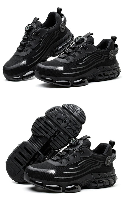 Indestructible Steel Toe Work Shoes for Men Women Rotating Button Safety Shoes Lightweight Construction Work Safety Shoes