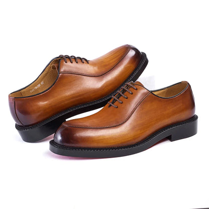 Elegant genuine leather British style toe shoes, men's shoes with carved red soles, business shoes, men's formal wedding dresses