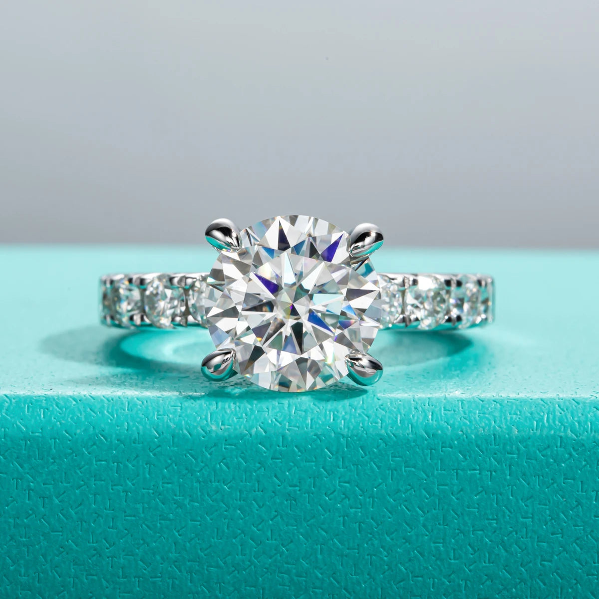 3.5ct Moissanite Engagement Ring Set Bridal Sets 3mm Eternity Wedding Band Silver Promise Rings Women Jewelry Wholesale