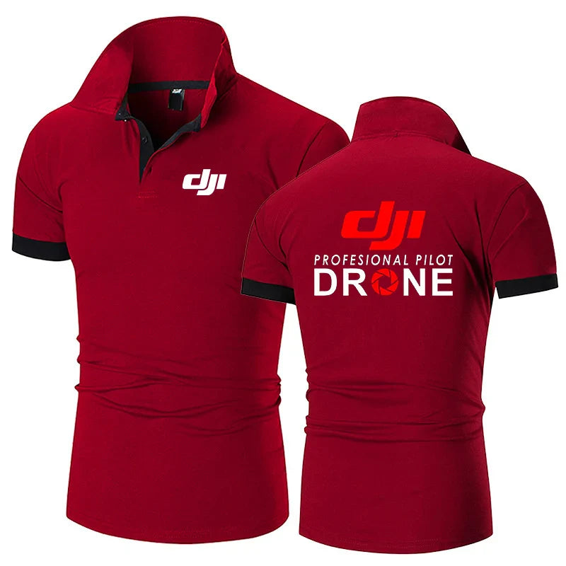 Professional Pilot Drone 2024 Men's New Summer Print Fashion Polo Shirts Comfort Short Sleeves Harajuku Casual Sport Top