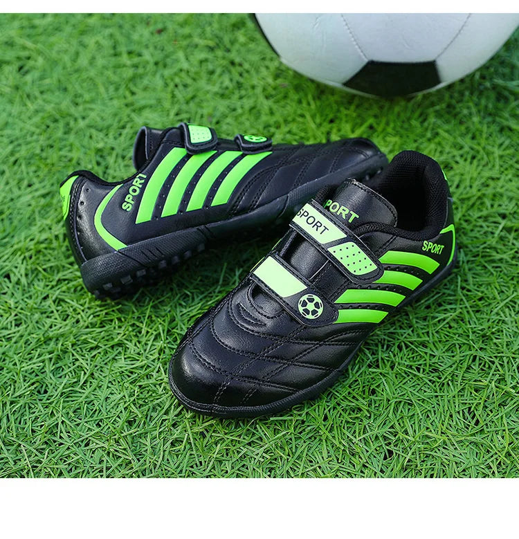 Green Children Turf Soccer Shoes Cheap Football Cleats Training Football Boots Kids Futsal Shoes Sneaker for Boy botas de fútbol