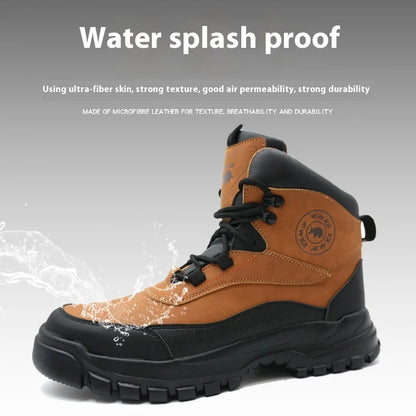 New fashion high-top anti-smashing and anti-puncture safety shoes steel toe toe wear-resistant work shoes men's protective shoes