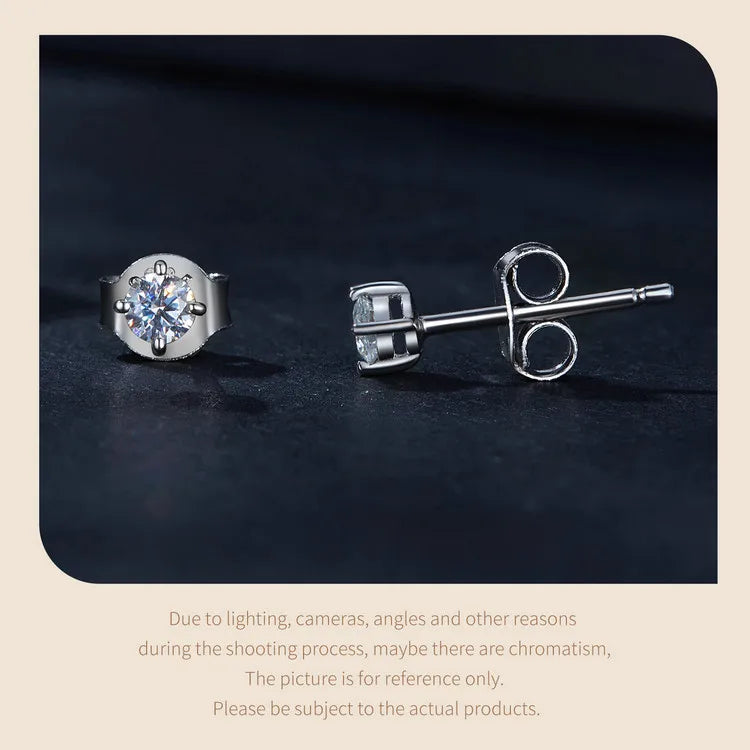 U Moissanite Earrings Shinning 4 Prongs Ear Stud 925 Sterling Silver D Color for Women Wedding Anniversary Fine Jewelry