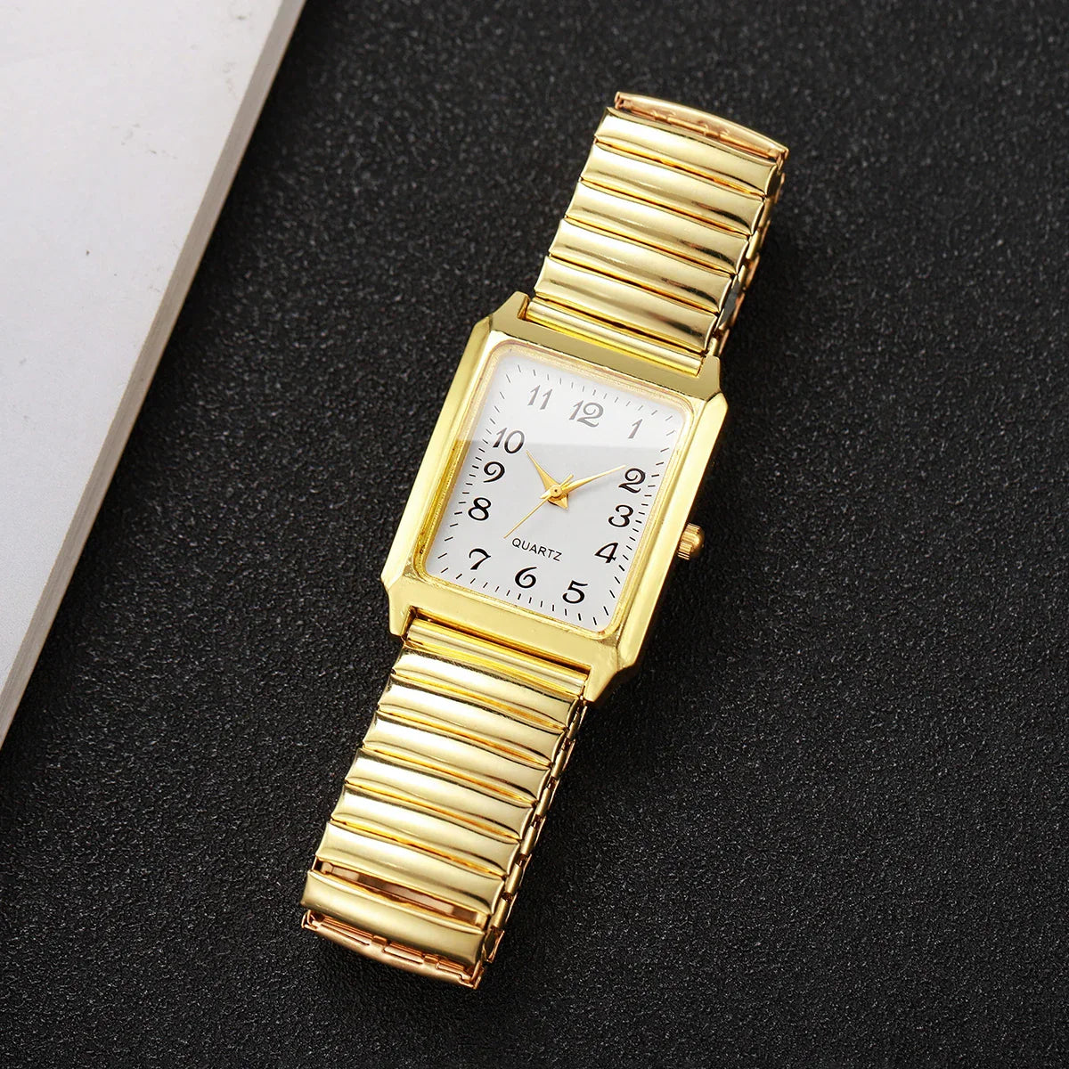 Fashion Rectangle Arabic Dial Women Watches  Casual Asual Elastic Strap Quartz Wristwatch for Ladies Relogio Feminino (No Box)