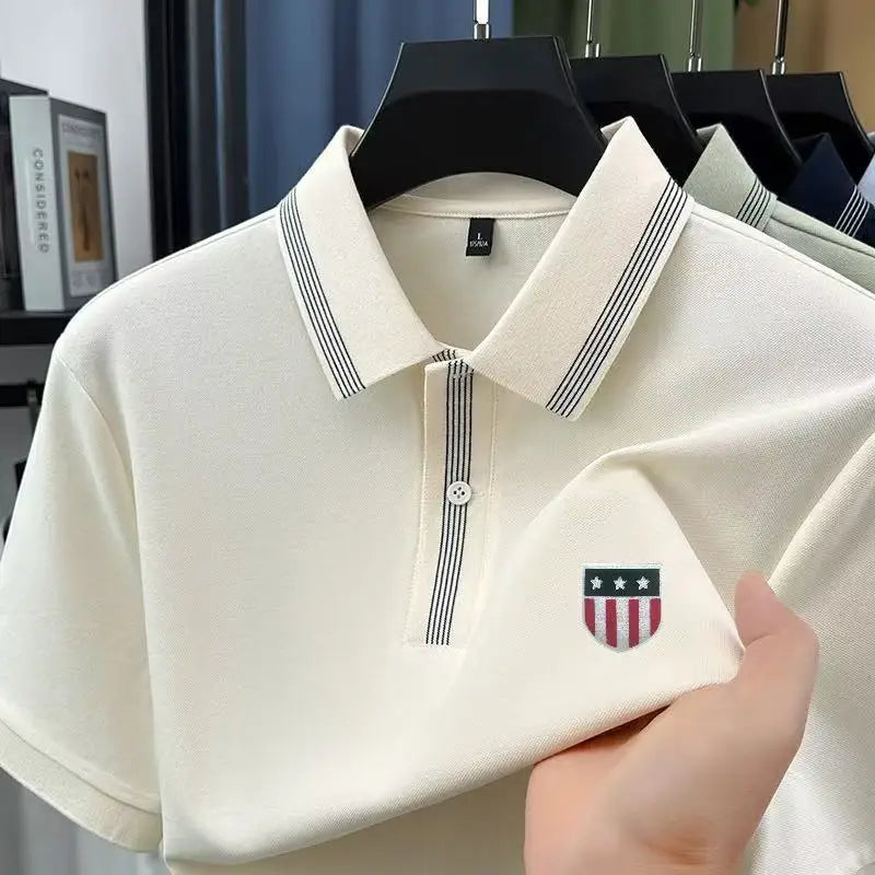 Premium Hot Sales Man Short-Sleeved Polo Shirt Lapel Button Patterned Print Golf T-Shirt Summer Business Fashion Men's Clothing
