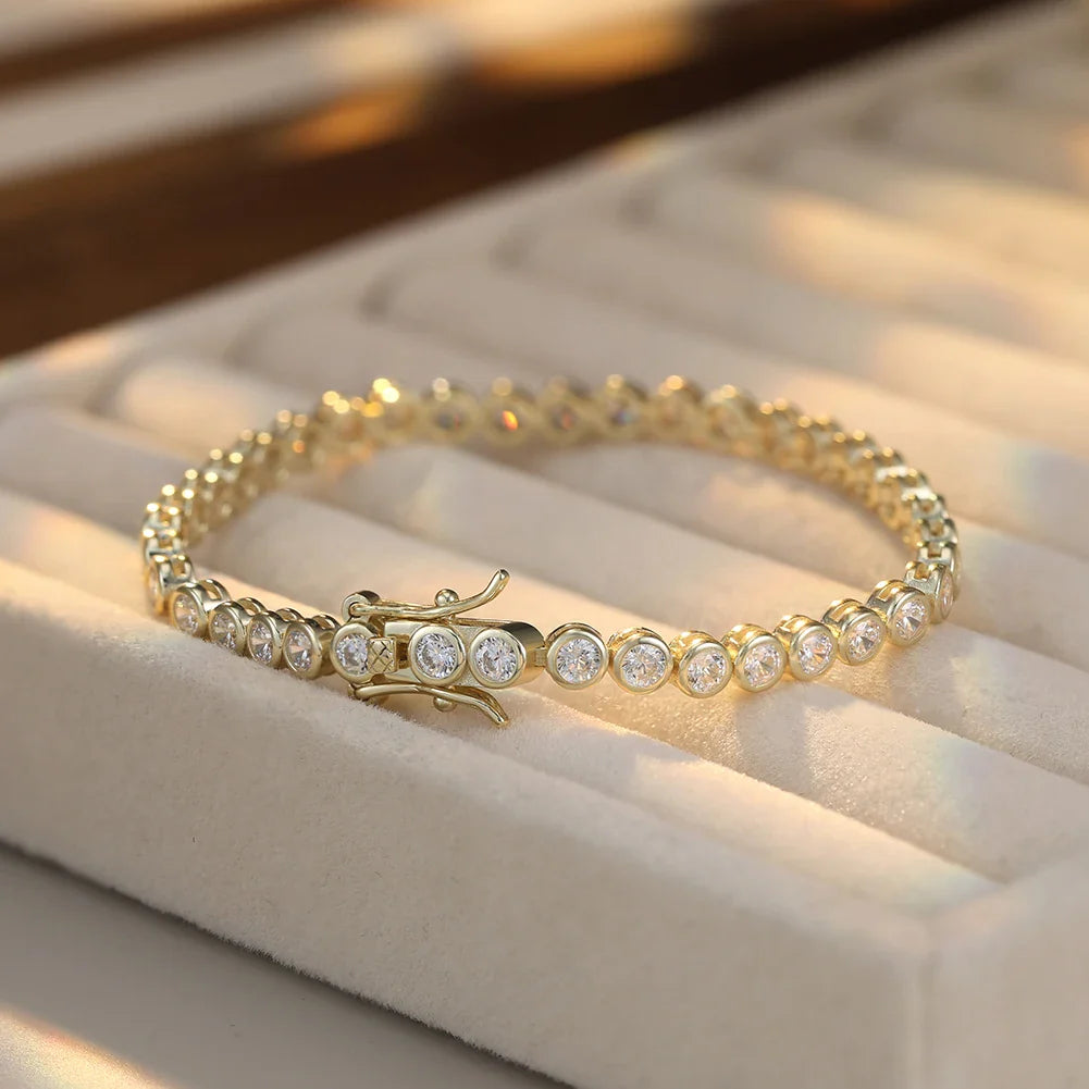 Shiny Tennis Bracelet 925 Sterling Silver 1.5/2/3mm Clear Cubic Zirconia for Women Luxury Chain Bracelet Jewelry SB143