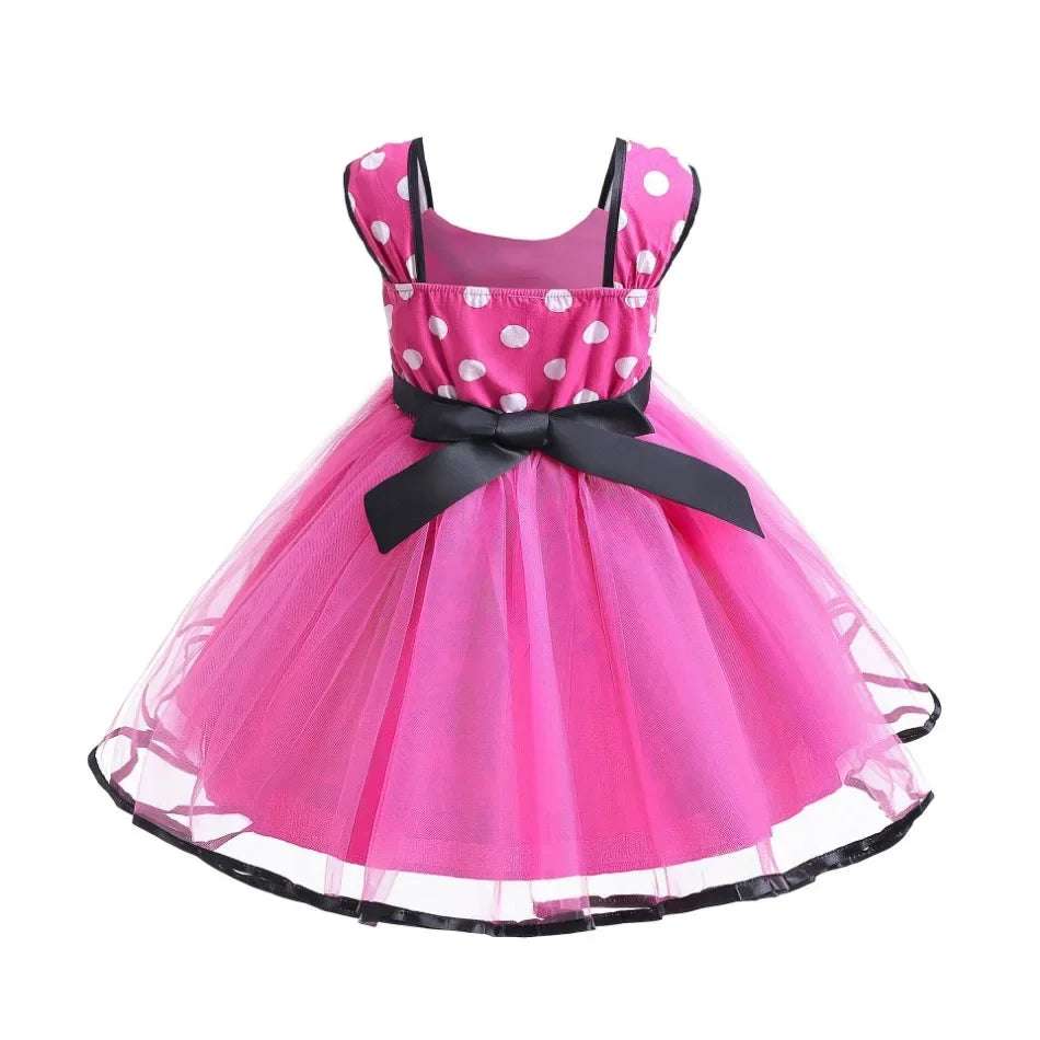 Minni Mouse Baby Girls Dress Fancy Birthday Party Cosplay Costume Polka Dot Cute Carnival Party Easter Costume for 1-5 Years