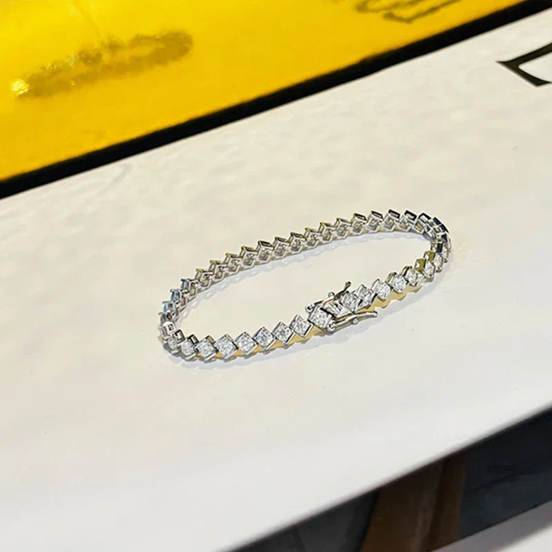2025 Original Full Moissanite Tennis Bracelet for Woman Man 925 Silver Pass Diamond Tester Link Chain Bracelets 14-20cm