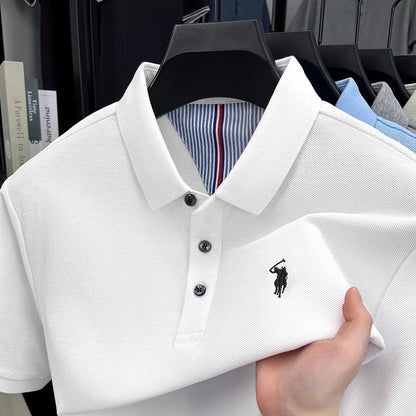 100% pure cotton short sleeve polo shirt summer new breathable men's T-shirt high-end brand Paul Pony embroidered business top
