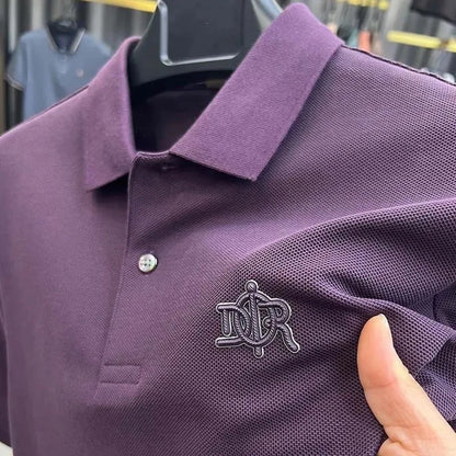 Designer brand 100%cotton short sleeve polo shirt summer trend letter embossed lapel top casual golf T-shirt business men's wear