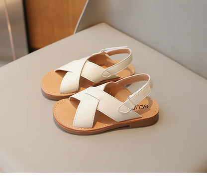 Size 21-35 Boys Girls Sandals 2026 Summer Children Beach Shoes Kids Fashion Cross-tied Anti-sliperry Soft Simple New Hot I10089