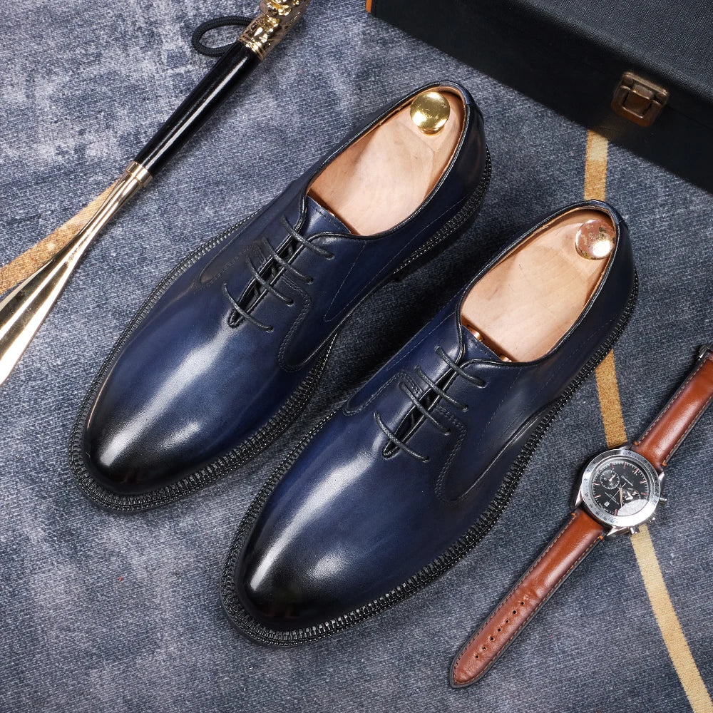 Fashion brand smooth Oxford shoes business formal leather shoes men's 2025 winter high heels wedding pointed office shoes