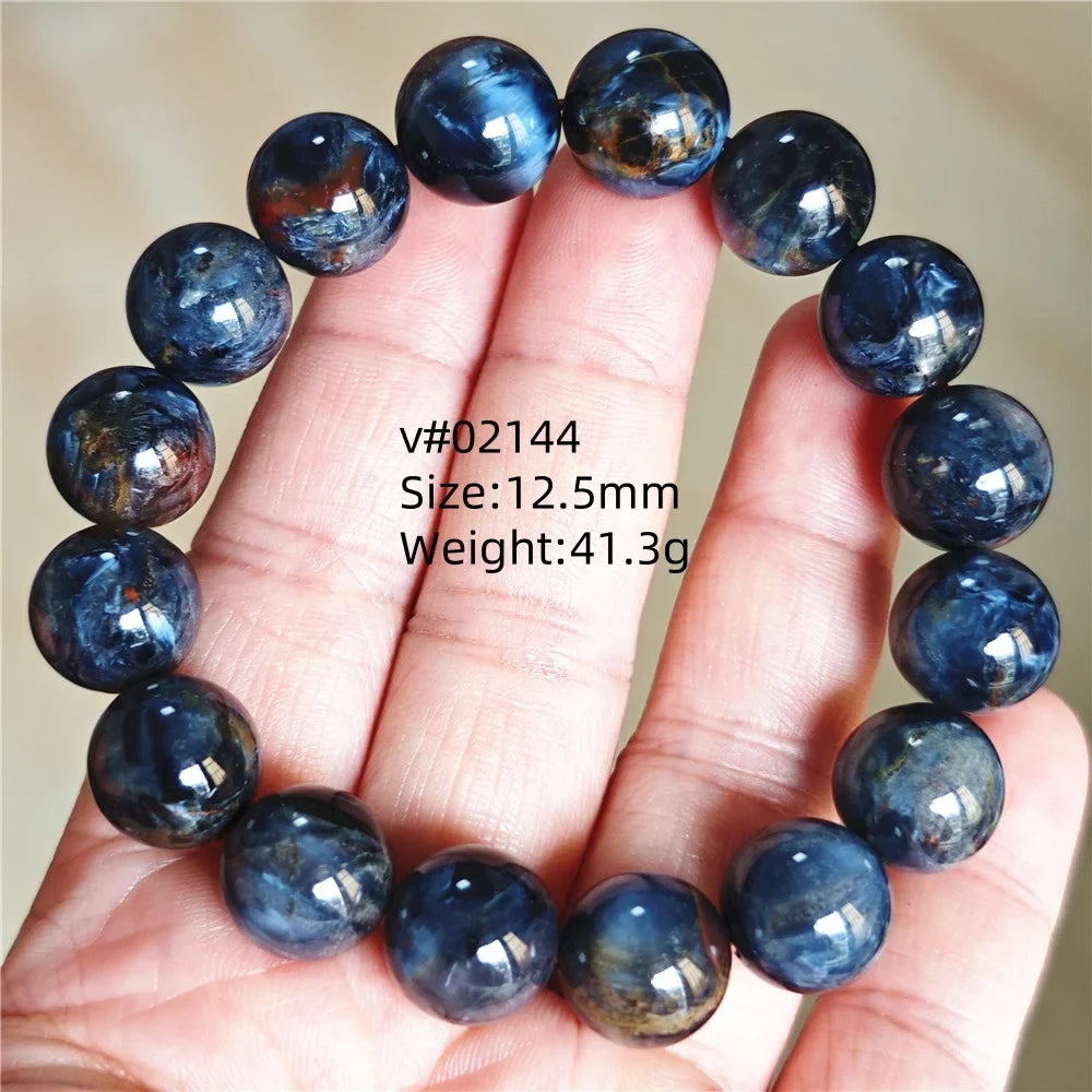 Natural Blue Pietersite Bracelet Women Men Beads Round Beads Chatoyant Cat Eye Fire Pietersite Namibia AAAAAA