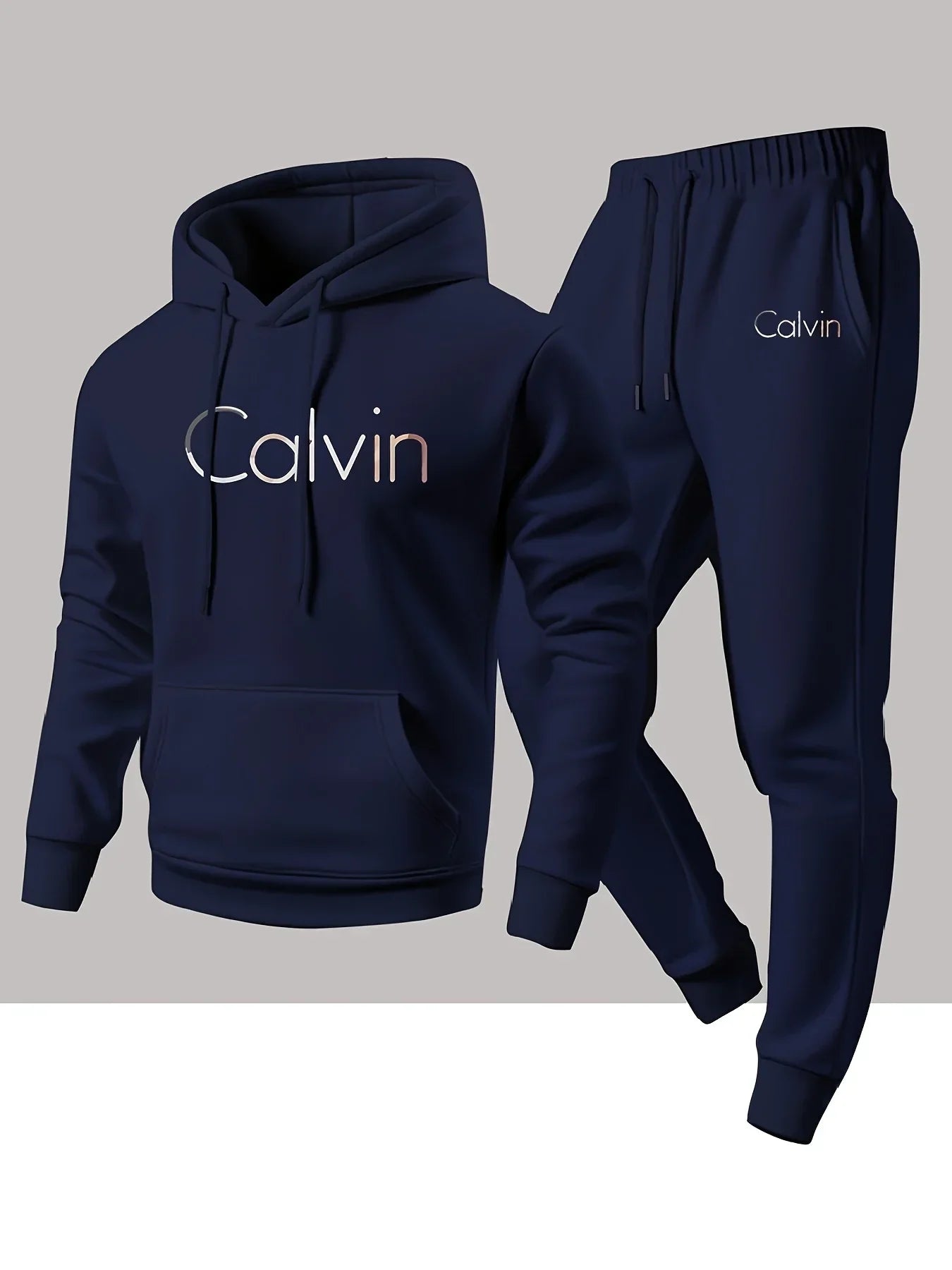 New Calvin Tracksuit for Men  Hoodie & Jogger SetHip Hop Streetwear Casual Workout Outfit Fall Winter Fashion Gym Athletic Wear