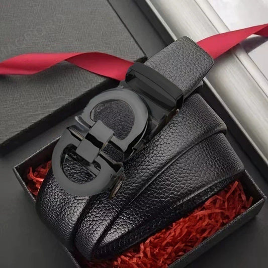 Luxury Genuine Leather Belt Men's Casual Dress Belt Cowhide Automatic Ratchet Belt for men Jeans Pants Waistband
