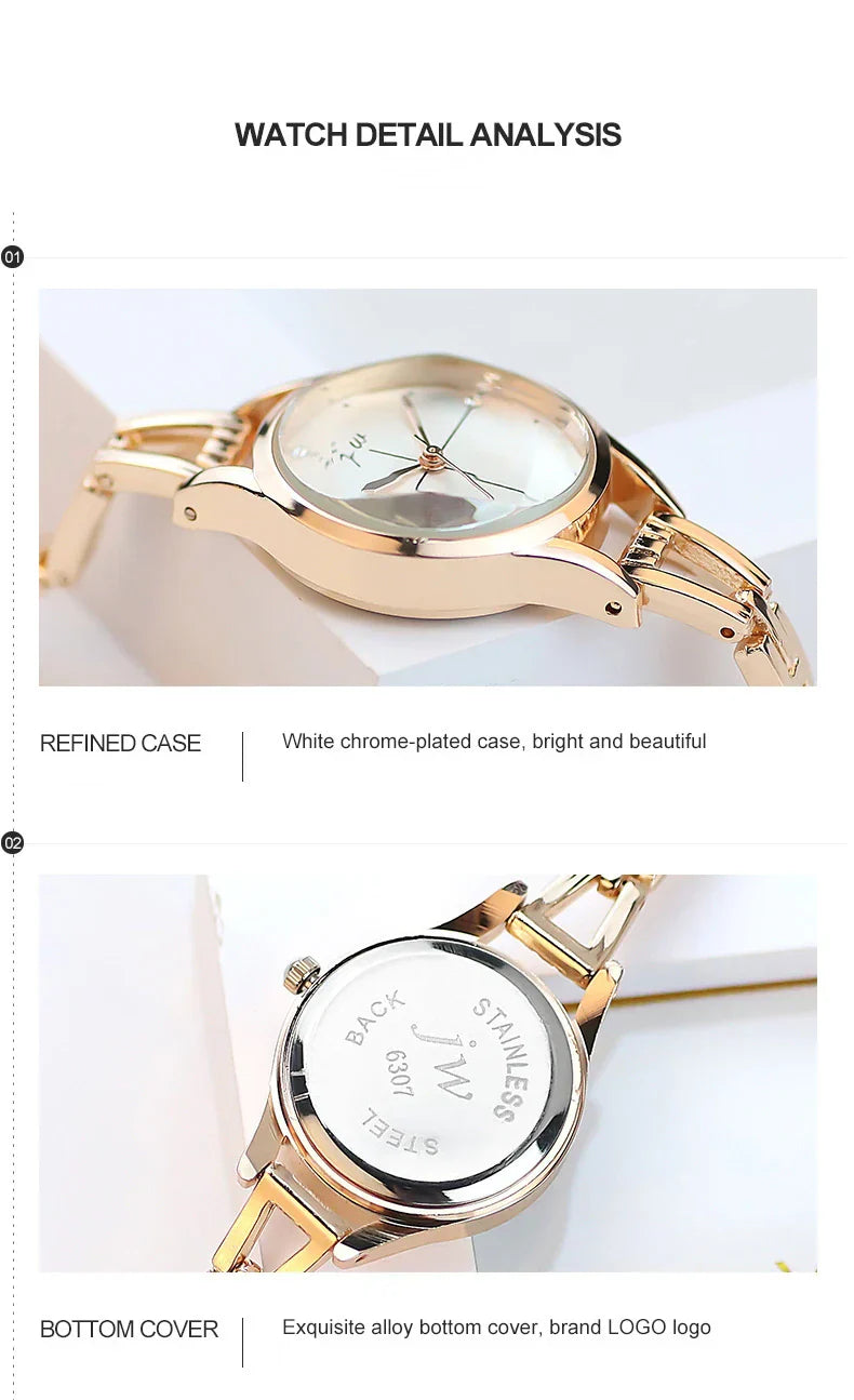 Luxury Bracelet Watch For Women Elegant Rose Gold Ladies Wrist Watches Rhinestone Simple Fashion Female Quartz relogio feminino