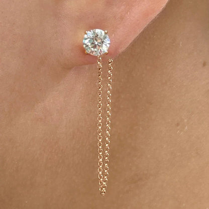 0.5-5carat Round brilliant Cut Moissanite Chain Earrings for Women Solitaire Lab Diamond Stud/Drop Earring 925 Silver with GRA