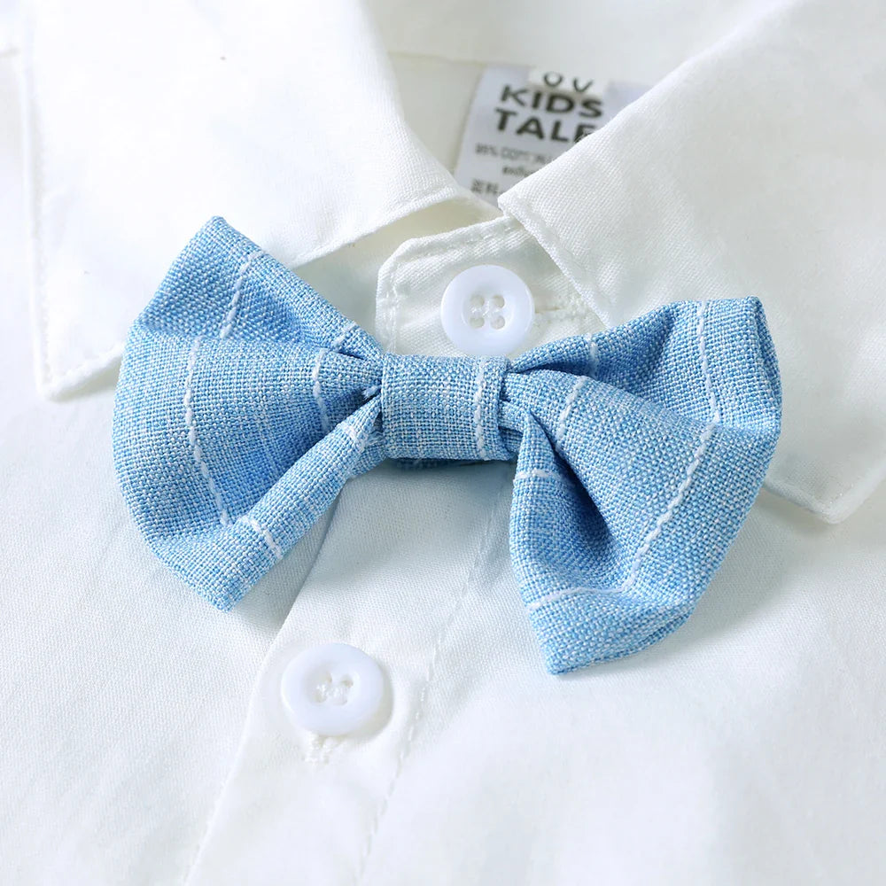 1-7T Kids Gentleman Sets Baby Boy Formal Anniversary Dress Toddler Party Suit White Shirt with Bow Tie+Vest+Trousers Clothing