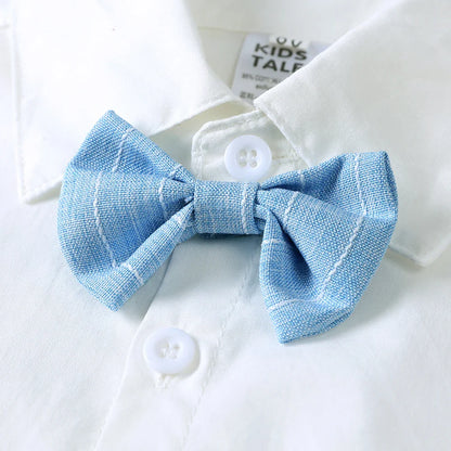 1-7T Kids Gentleman Sets Baby Boy Formal Anniversary Dress Toddler Party Suit White Shirt with Bow Tie+Vest+Trousers Clothing