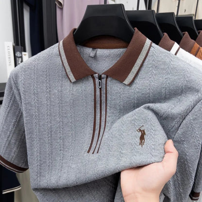 Luxury brand short sleeve T-shirt men's lapel top summer fashion jacquard design golf pony embroidery casual knitted polo shirt