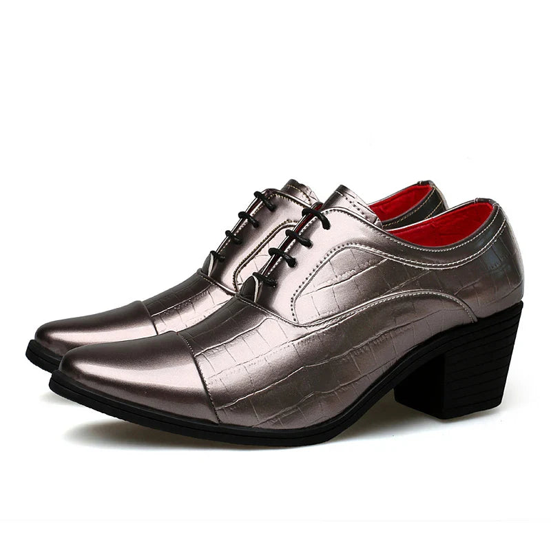 Red High Heels Shoes Man Dress Shoes Luxury Elegant Men's Leather Shoes Big Size 38-46 Pointed Toe Italian Wedding Shoes For Man